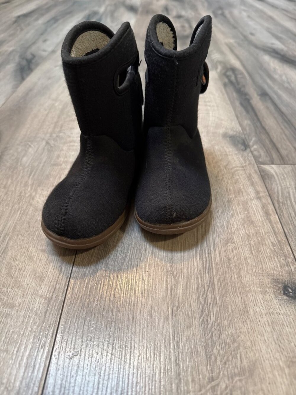 Bogs Black Fleece-Lined Waterproof Boots Size 8 With Handles